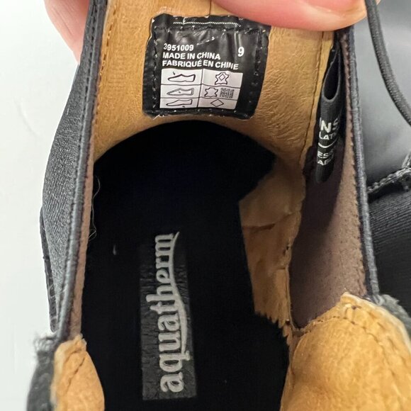 NWOT Aquatherm Bryanna Black Leather Pull On Water Resistant Chelsea Boots Sz 9 - Picture 11 of 16